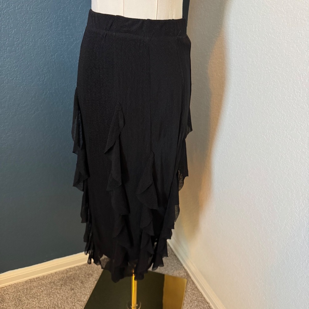 Y2K Mesh Ruffle Fairycore Luna Skirt Medium Black